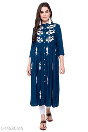 PURVIJA KURTIES STYLISH WHITE EMBROIDERED FLARED KURTA