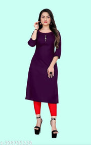 Casual Regular Fit American Crepe Low Price Plain Kurti for Women's