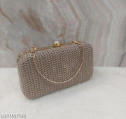 FANCY PARTYWEAR BOX CLUTCH WITH HANDLE SHIMMER SHINING BRIDAL CLUTCH