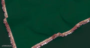 women's stylish green color plain pure fox georgette  fabrics saree with very attractive mirror lace in saree for wedding event party to very comfortable and very fashionable .