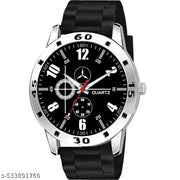 Yolako Black M Silver Cash Black Pu Bump Belt Boy and Men Watch