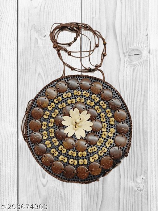 Coconut Shell Beaded Sling Crossbody Long Strap Purse Sling Bag For Women| Stylish | Zip Closure & Strap| Storage Space For Essential Pack Of 1 Size: 7 X 2 X 7 Inches