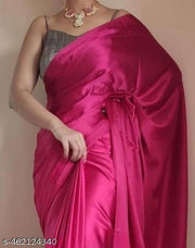 Plain Bollywood Satin, Silk Blend Saree