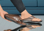 mens stylish slipper leather flip flop