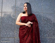 Aligent Georgette Fabric With Sequence Work Party Wear Saree