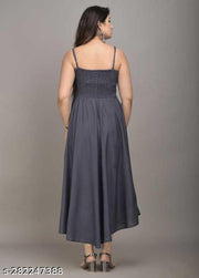Anarkali Gown for Women and Girls Flared Sleeveless (gray)