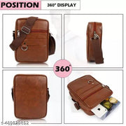 Stylish PU Leather Crossbody Fanny Pack Sling Bag for Women & Men Trendy crossbody for Traveling | One Side Shoulder sling bag stylish sling bag latest sling bag branded sling bag (Brown and black, Pack of 2 pic)