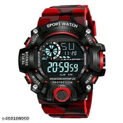 Digital Sports Multi Functional Black Dial Red Army Belt Watch For Mens Boys