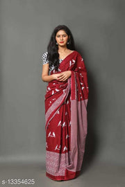 Jaipuri Hand Block Printed Soft Cotton Mulmul Saree ,Sanganeri Cotton Malmal Saree, Bagru Cotton Saree, Batic / Batik Print Cotton saree In Super Fine 92*80 Fabric Quality With Attached Blouse Piece for Woman