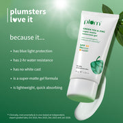 Plum Goodness Green Tea & Zinc Super-Matte SPF 50 Sunscreen Gel for Oily Skin | 30 g