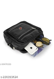 Leather Black Office/Travel Casual Crossbody Bag For Men