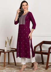 Sequin Embroidered Straight Kurti