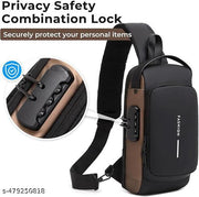 Men’s Waterproof Shoulder Bag with USB Charging Port, Anti-Theft Crossbody Sling Backpack – Reflective Strip Design, Multiple Pockets for Tablet, Wallet, Keys – Versatile for Travel, Outdoor & Business