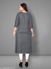 Women's Embroidered Yoke Design Plus Size Rayon Kurtis