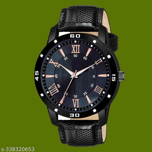 Black Analog Watch - For Men And Boy Black leather Designer Watch Designer Lather Strap Stylish Sport Look Boys watch for men Analog Watch - For Men