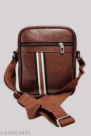 Stylish PU Leather Sling Bag for Men & Women | Brown Crossbody Shoulder Bag | Office, Travel & Daily Use