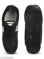 Stylish Black Synthetic Solid Walking Shoes For Men