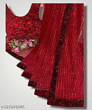 Elegant Sequin Net Saree with Matching Blouse
