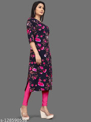 Polyster/Crepe fabric-Women Printed Straight Kurta