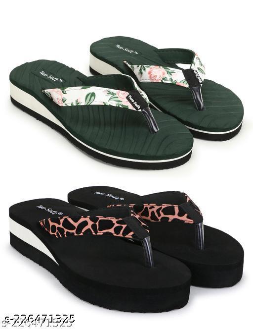 Two  Soft Comfortable & Stylish Women's Daily Use Slipper/Flipflop for Women & Girls Combo of 2
