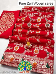Nylon zari woven Jacquard Banarasi dyeable saree