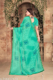 Comfortable Georgette Printed Daily Wear Saree with unstitched Blouse Piece, New Arrival Latest saree, Trending Saree