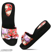 Dr lite sleeper  Girls and Women || Flower Design stylish flip flop || Black Casual Flip flop Women's & Girl's Black color Medium Heel Party wear Flip-flops