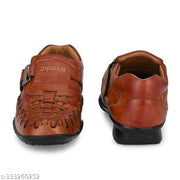 XEYLO Men's Stylish & Premium Quality Genuine Faux  Leather Velcro Roman Sandals | Sandal For men | Bantu Sandal | Floater Sandal | Slipper