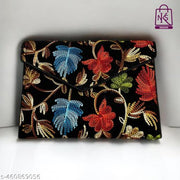 NAKASA Women's Kashmiri Handmade Flower Embroidery Small Black Clutch Cum Sling Bag