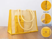 Stylish Jute handbag for women | jute laptop and office bag | Jute travel and daily use bag |Large size Jute bag with zip | Jute lunch bag