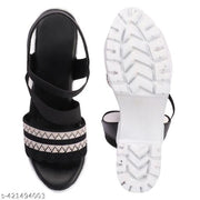 YoloYells Women Sandal outdoor High Heel Sandals Wedges Criss Cross Strips Daily Wear Sandal for Women Embroidery work for special designer