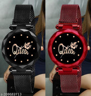 Luxury Mesh  Magnet Buckle Starry sky Quartz Watches For girls