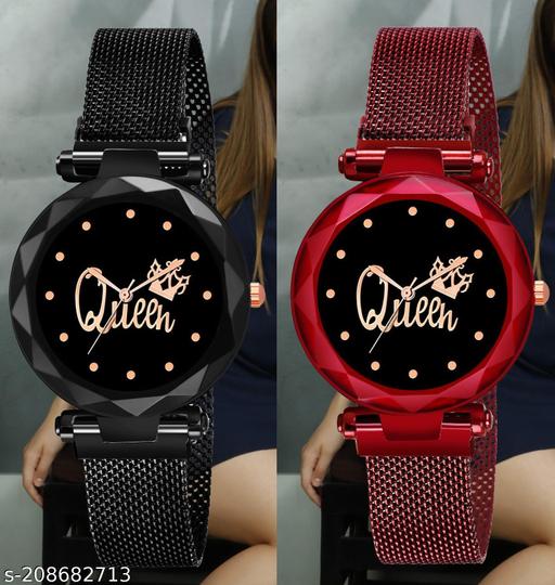 Luxury Mesh  Magnet Buckle Starry sky Quartz Watches For girls