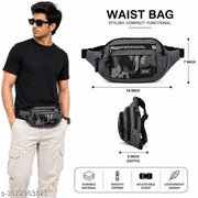 Men Waist Bag for Travel & Daily Use | Multi Pocket Waist Pouch | Adjustable Belt Bag | Fanny Pack for Men | Stylish Sports & Outdoor Utility Waist Bag
