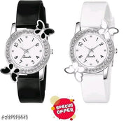 TRENDING BUTTERFLYDIAMOND GIRLS WOMEN BEAUTIFUL ANALOG WATCH COMBO |  Trendy Butterflys  Diamond dial Latest Collection Women's & Girl's