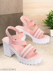Evoria Affordable Heels sandals for women stylish latest design for women and girls New Trendy Latest wesges Sandle for womens Casual Partywear and nightparty & Saturday night sandle comfortable for all day wear Ladies pink sandals,work sandal for women