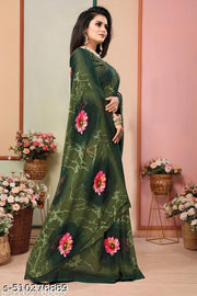 DEVANGI FASHION Party Wear Bollywood Style Floral Printed Saree For Women with Unstitch Blouse Piece