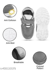 KATS Boys Velcro Closure Sneakers Grey (2 Years to 5 Years)