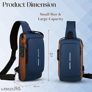 Waterproof Polyester Slim Unisex Crossbody Sling Bag Chest Backpack Men's Shoulder Bag, Leisure Travel Handbag, Hard Shell Anti-Theft Chest Bag
