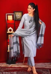 embroidered cotton kurti pant dupatta set||embroidered cotton kurta pant dupatta set||women kurti set||cotton kurti pant set||festive wear kurti set
