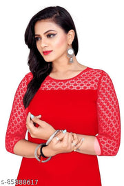 3/4th Sleeves American Crepe And Rasal Net Kurti Pack Of 2 (45"Inches)