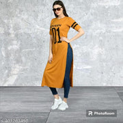 01 PRINTED KURTI YELLOW