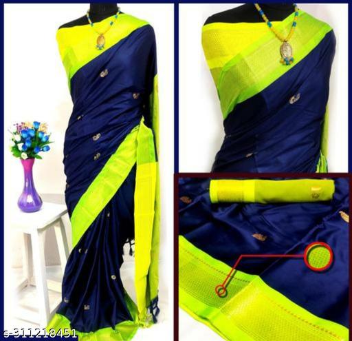 Women's Banarasi Soft Cotton Silk Saree With Unstitched Blouse Piece Women's Cotton Silk Saree Beautiful Women's Free Size Saree With Blouse Piece Women's Zari Woven Cotton Silk Banarasi Saree