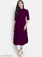 Women's Solid Rayon Kurtis