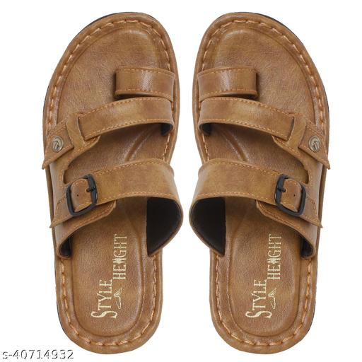 Khaki Solid Comfort Sandals For Men