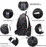 Women Leather Convertible Shoulder Bag Ladies Anti theft Satchel Sling Travel