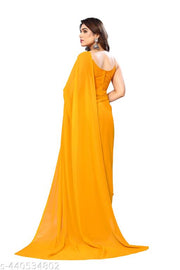 Festive wear Plain Solid  georgette saree with blouse piece