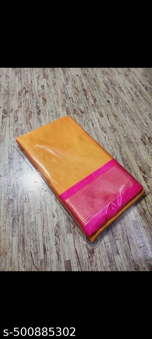 Traditional Design Paithani Sico Silk Saree with running blouse piece(Mango rani)