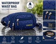 Nyfee Waterproof Waist Bag for Men & Women, Multi-Compartment Travel and Outdoor Sling Bag