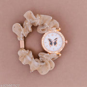 Stylish Scrunchie Fabric Strap Analog Watch For Women and Girls